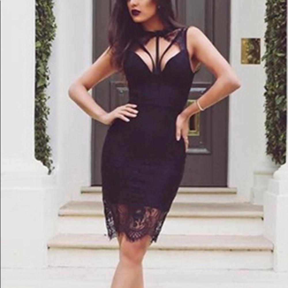 Lace black sexy dress